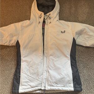 Gorgeous Betty Rides Ski/Board Women's White and Gray Ski Jacket